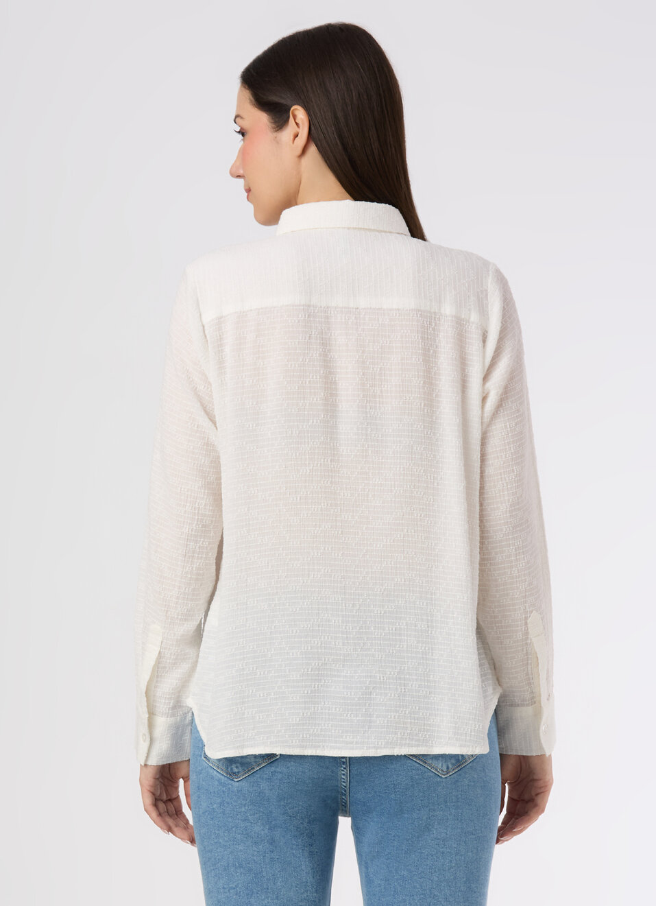 Women White Textured Regular Fit Shirt, , large image number 2