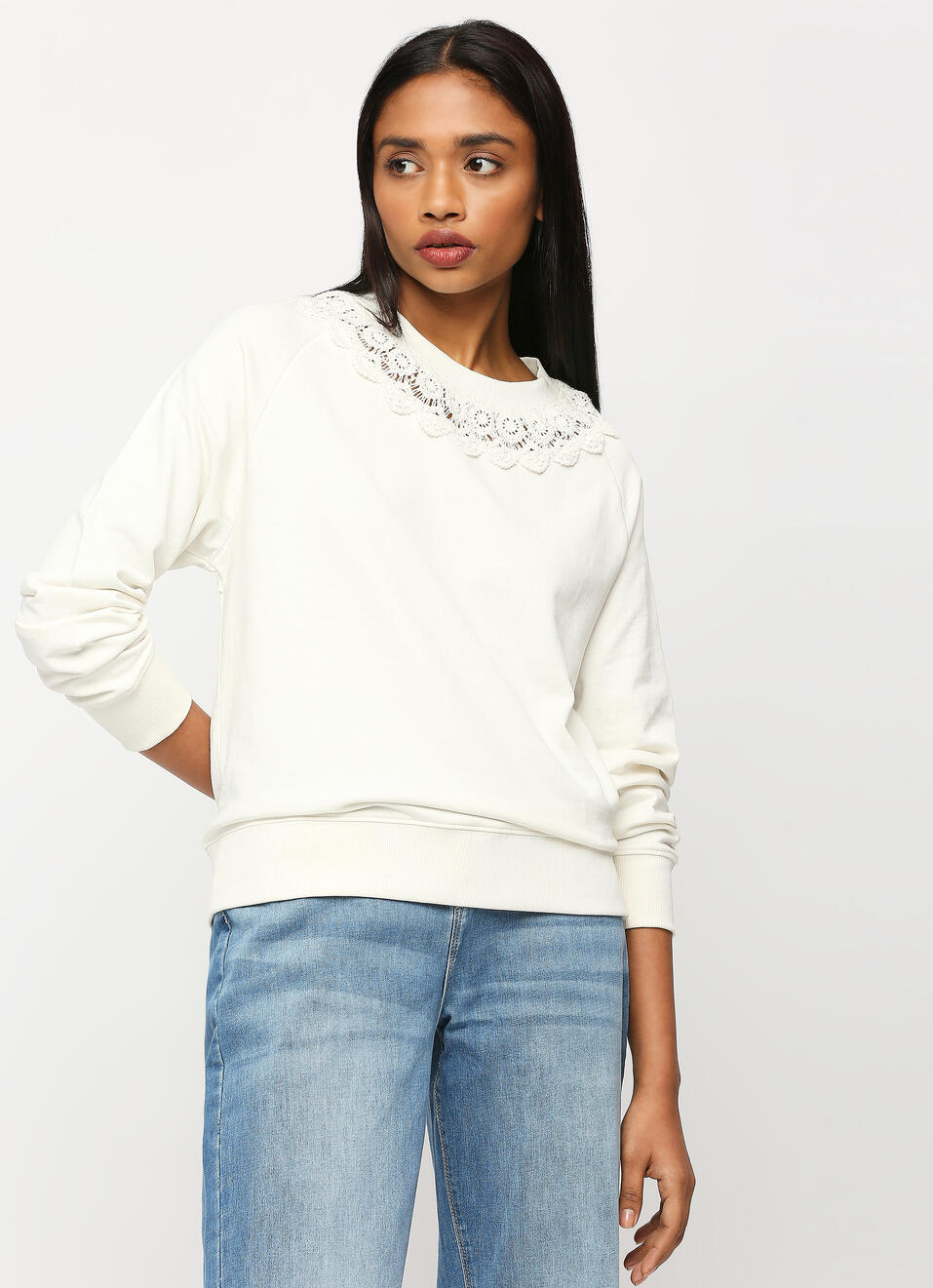 White Full Sleeve Sweatshirt, , large image number 0