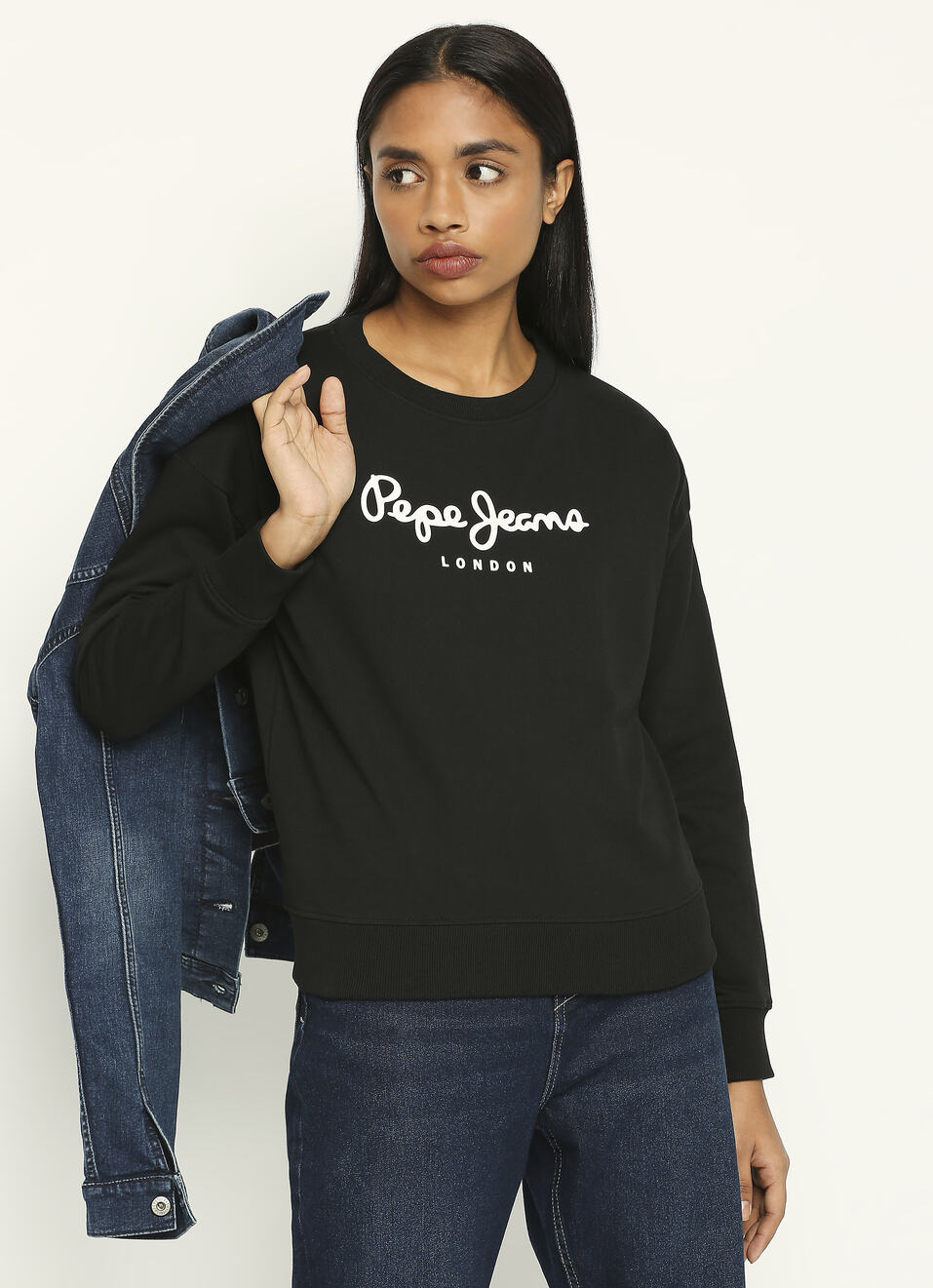 Black Printed Long Sleeve Sweatshirt, , large image number 7