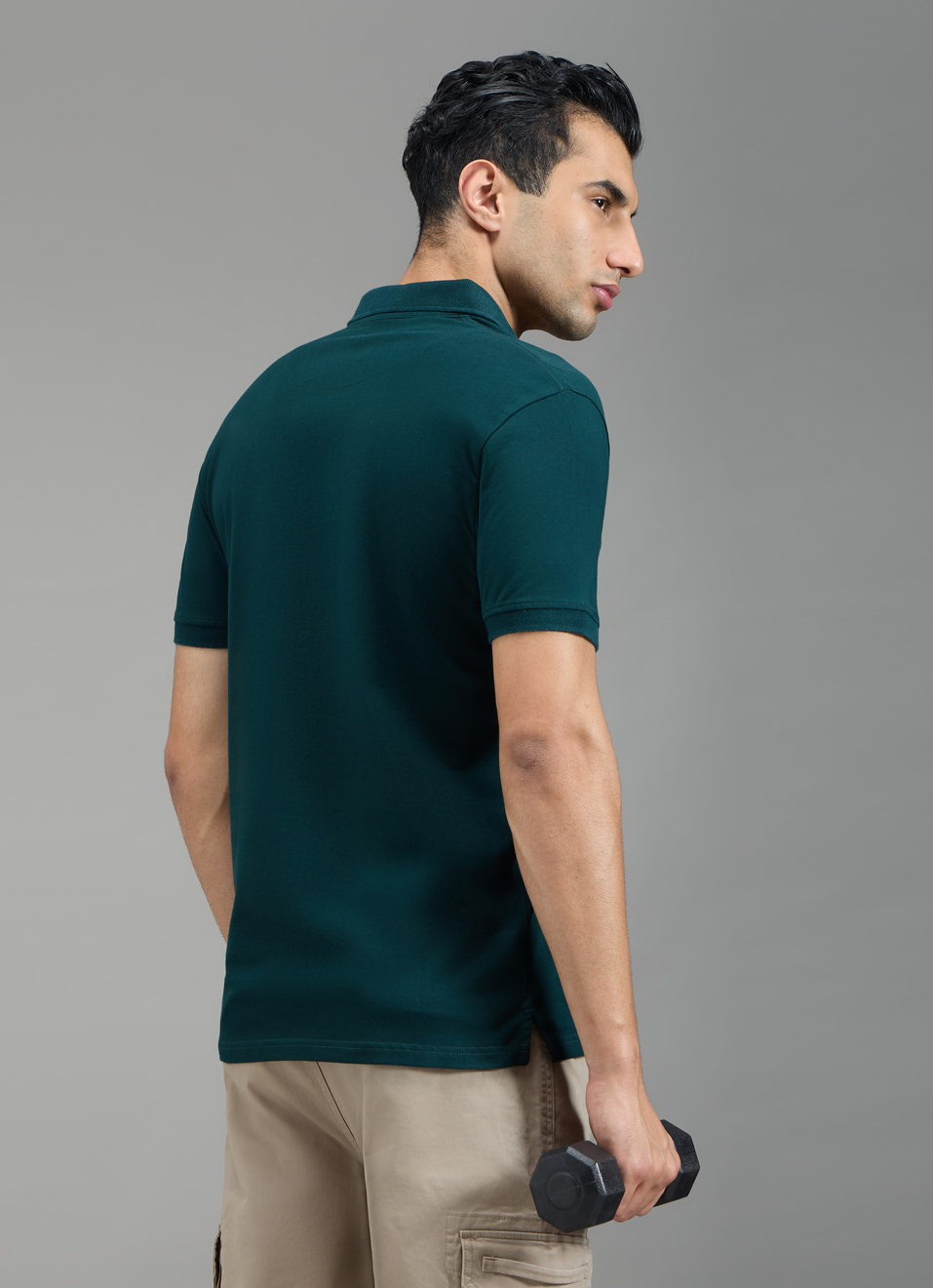 Men Teal Blue Geometric Print Polo, , large image number 2