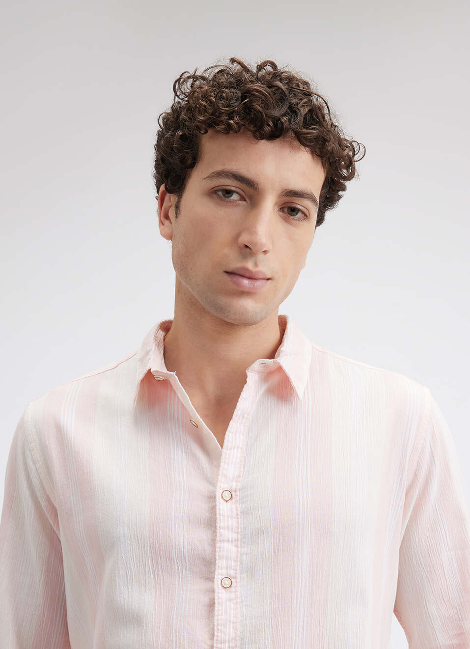 Men Peach  Vertical Stripe Full Sleeve Shirt, , large image number 4