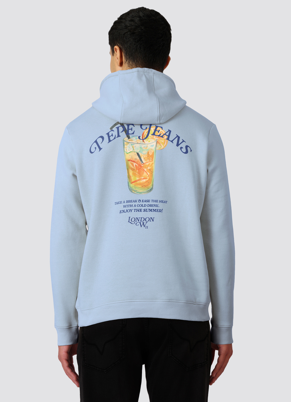 Men Blue Graphic Print Regular Fit Cotton Hoodie, , large image number 2