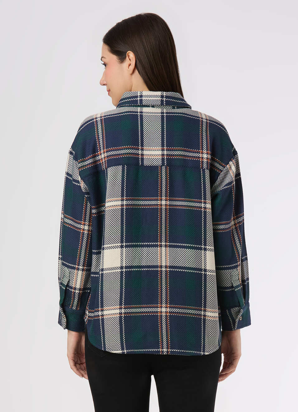 Women Oversized Green Checked Shirt, , large image number 2