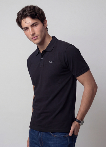 Men Black Solid Short Sleeves Polo