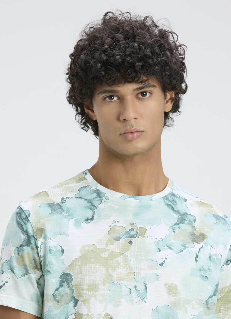 Men Beige Abstract Print Short Sleeve T-shirt, , large image number 4