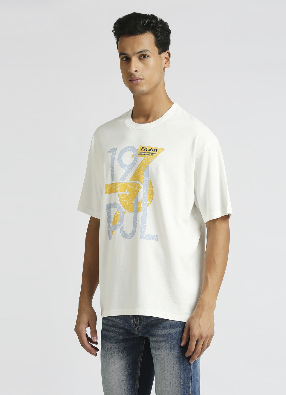 White Graphic Print Short Sleeve Oversized T-shirt, , large image number 2