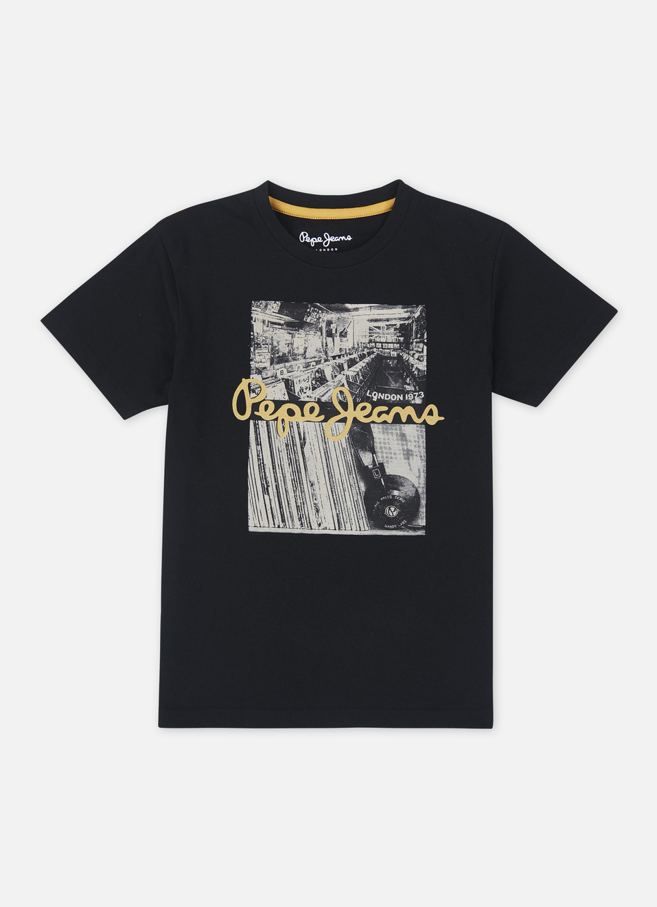 Boys Black Graphic Print Short Sleeve T-shirt, , large image number 0