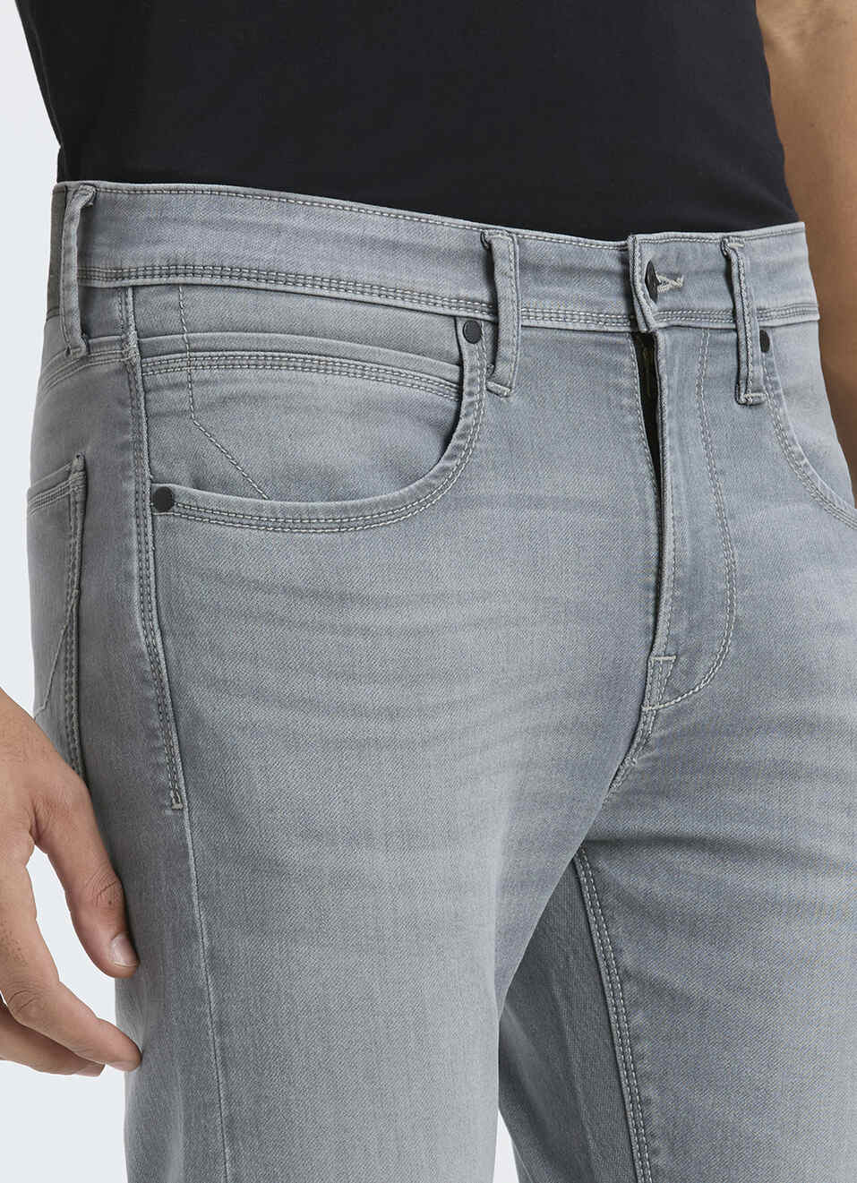 Men Grey Mid Rise Slim Fit Gymindigo Jeans, , large image number 4