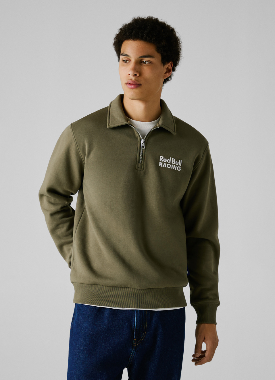 Red Bull Racing X Pepe Jeans Green Comfort Fit Half Zip Sweatshirt, , large image number 0