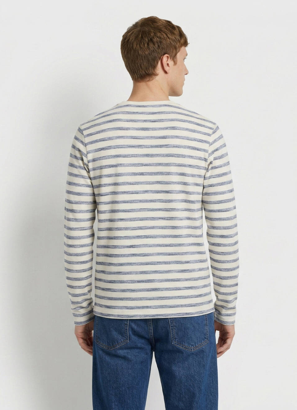 Men White Striped Long Sleeve T-shirt, , large image number 2