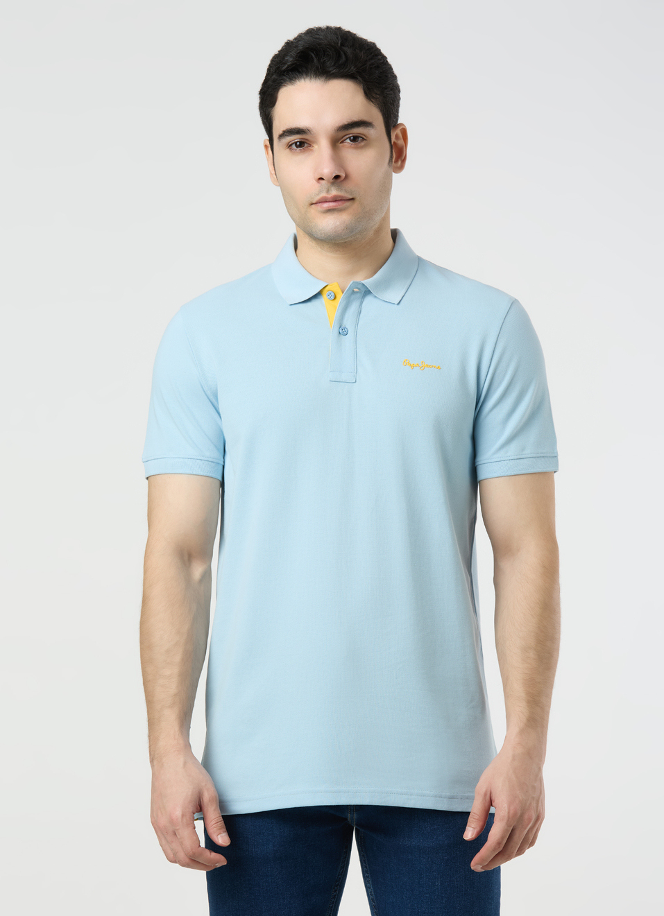 Men Sky Blue Regular Fit Polo, , large image number 1