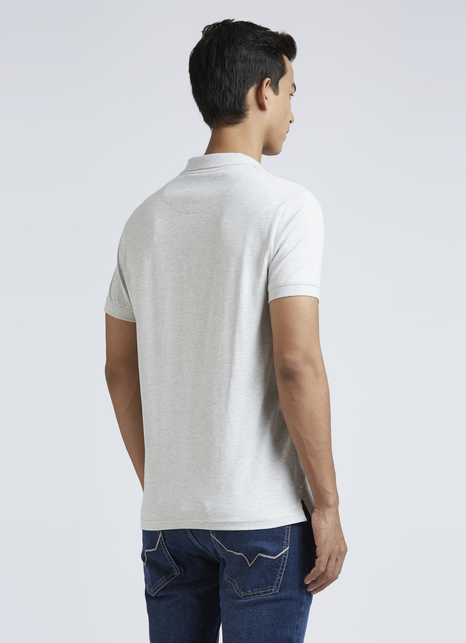 Ecru Ribbed Collar Short Sleeves Polo, , large image number 2