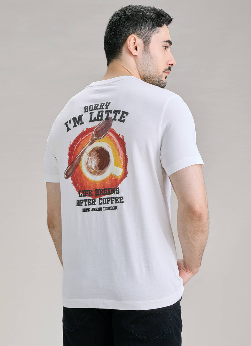 Men White Printed Relaxed Fit Short Sleeve T-shirt, , large image number 0