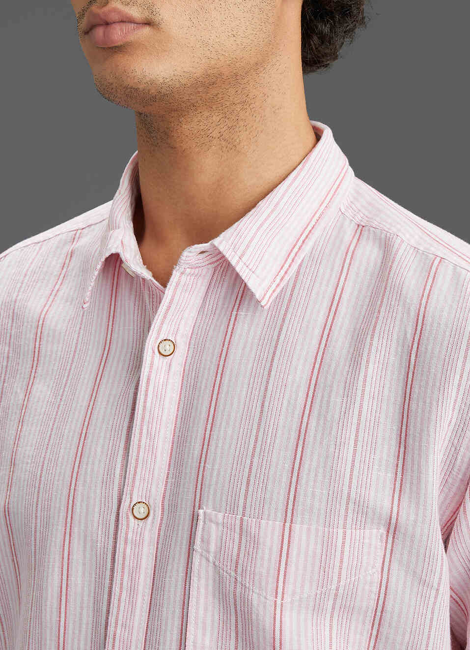 Men Pink Striped Regular Fit Full Sleeve Casual Shirt, , large image number 1