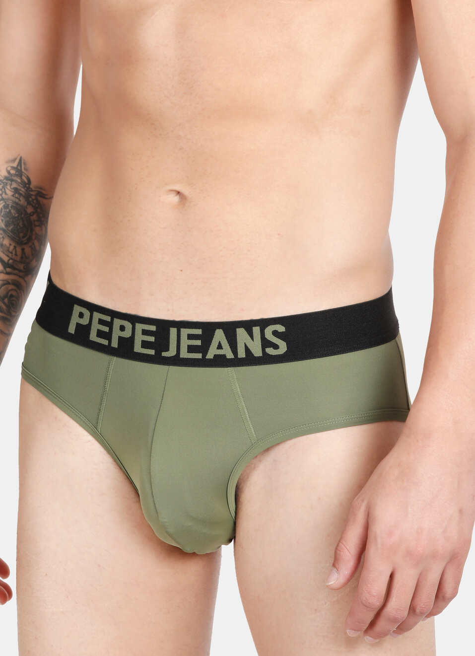Olive Solid Stretch Briefs, , large image number 6