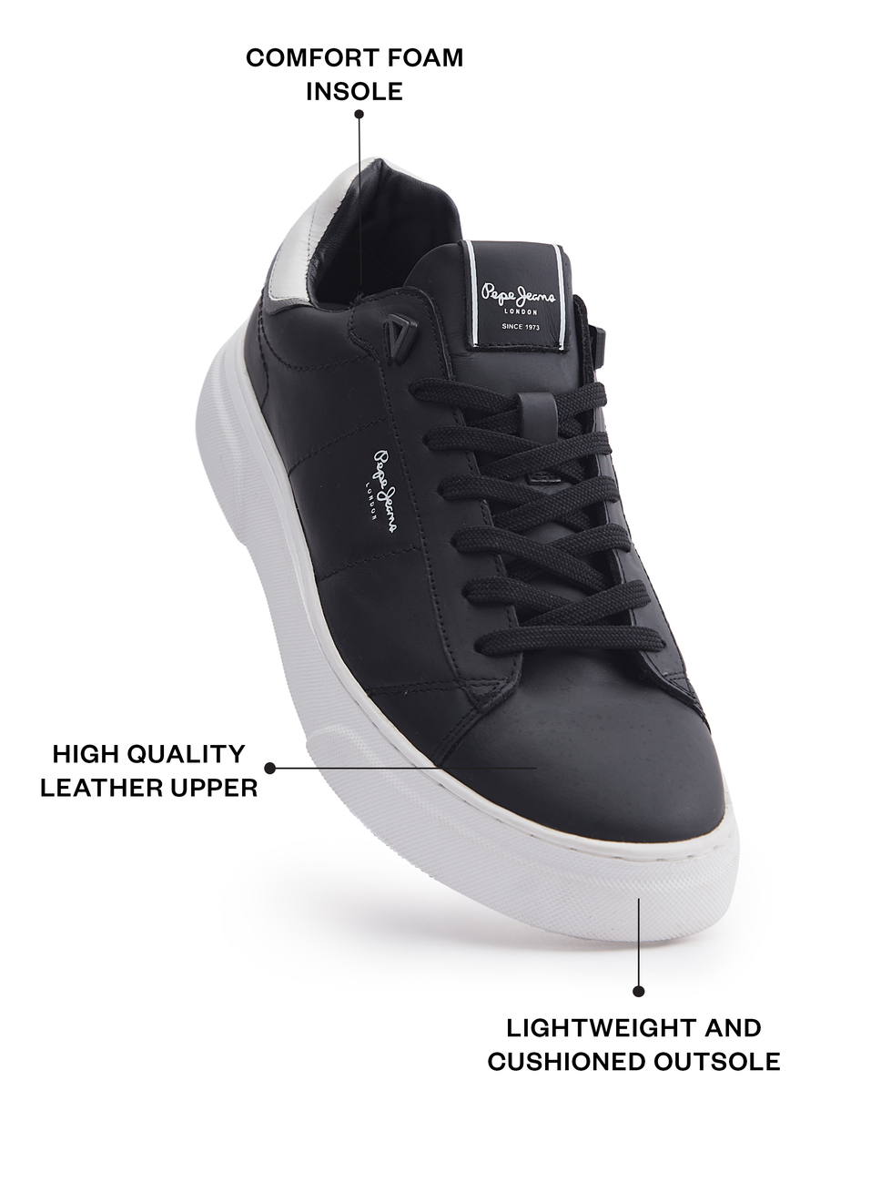 Eaton Basic Black Lightweight Eva Outsole  Sneakers, , large image number 1