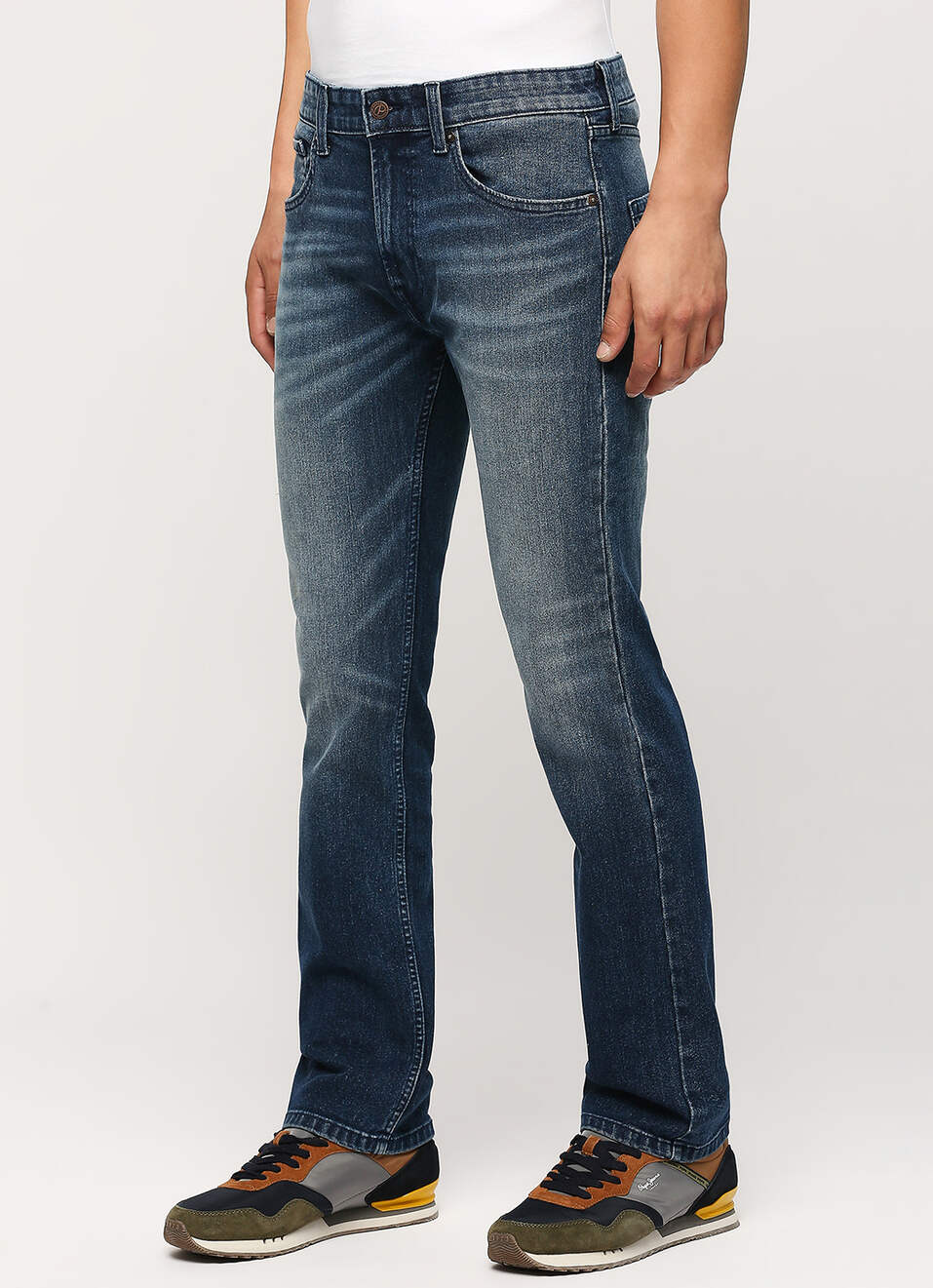 Holborne Dark Blue Mid Rise Straight Fit Jeans, , large image number 5