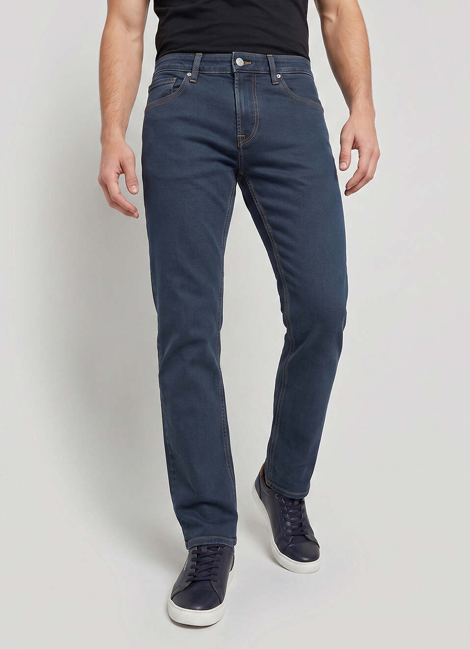 Men Blue Straight Fit Mid Rise Stretchable Jeans, , large image number 2