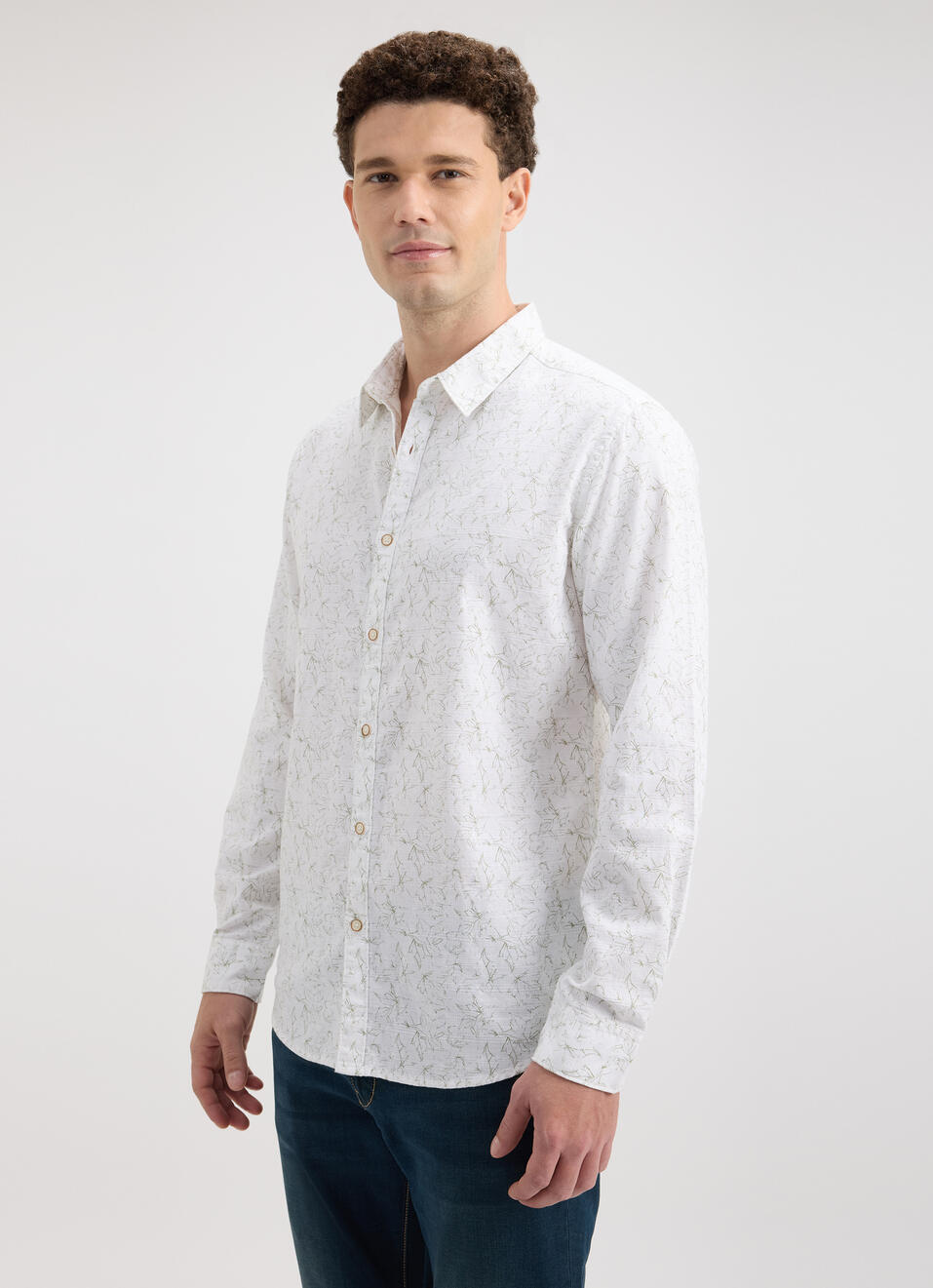 Men White Printed Full Sleeve Shirt, , large image number 3