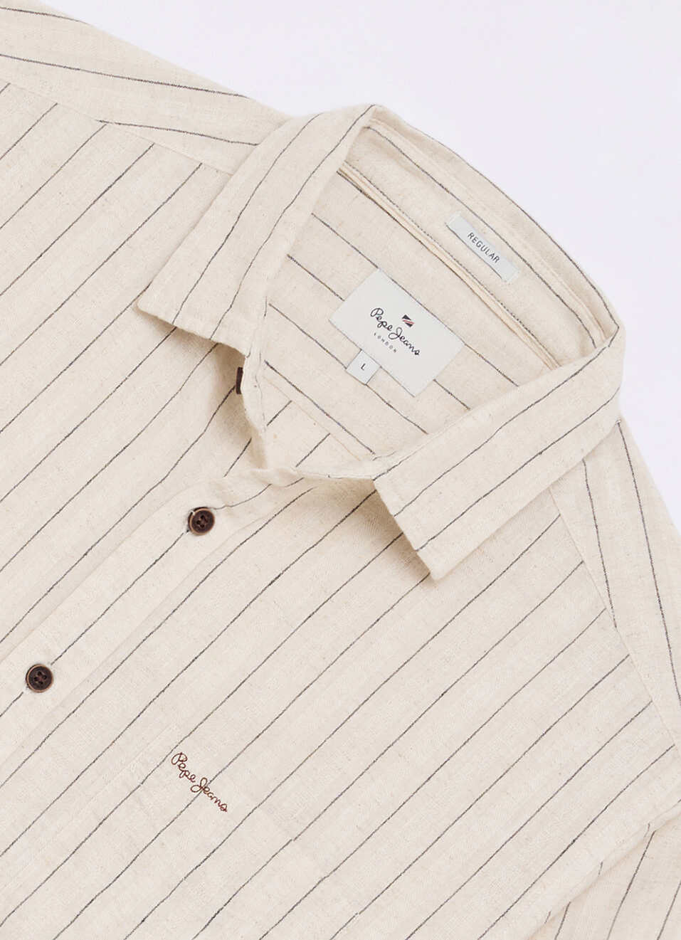 Men Beige Striped Dobby Long Sleeve Shirt, , large image number 6