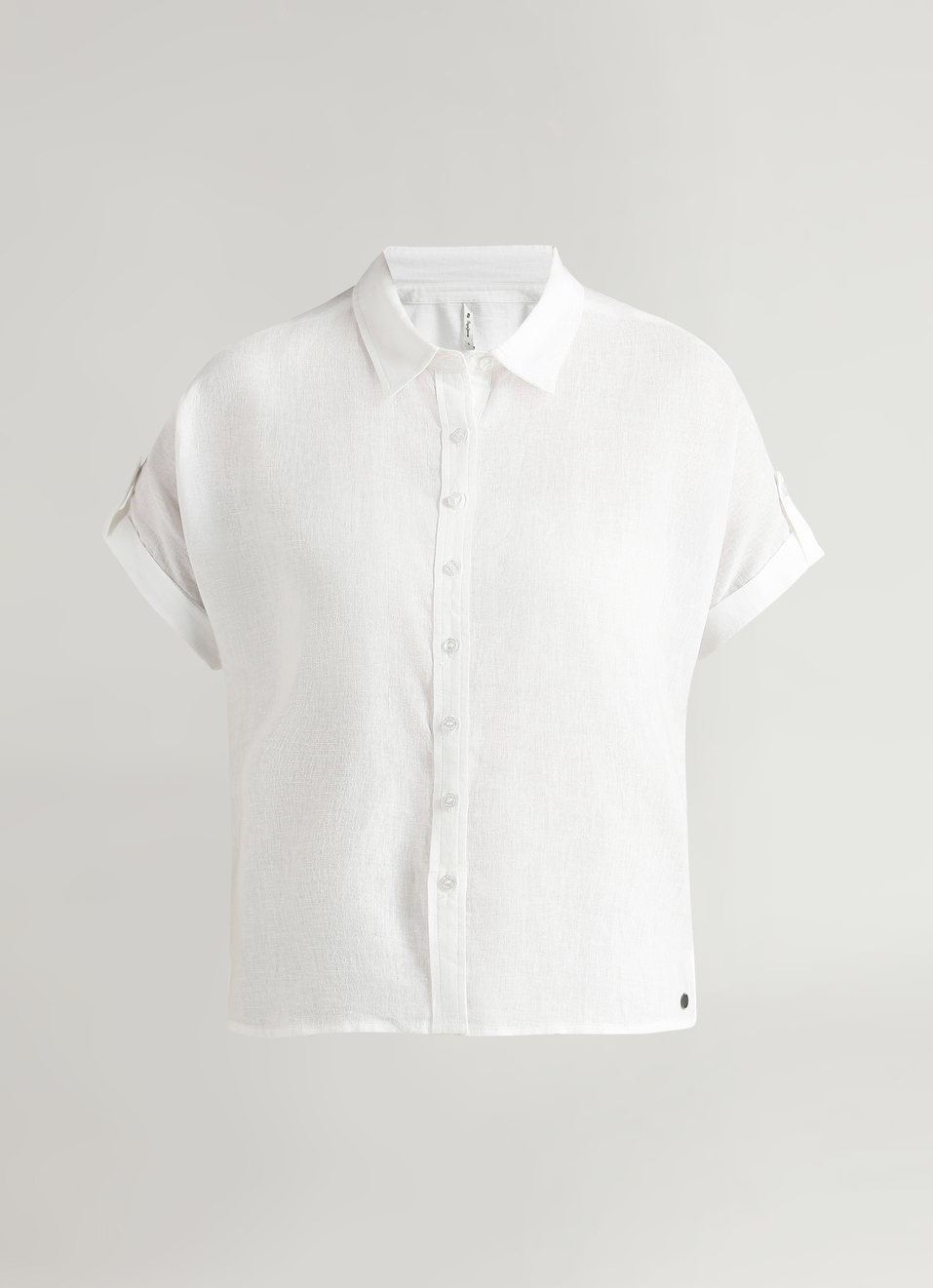 White Linen Epaulette Extended Sleeve Shirt, , large image number 6