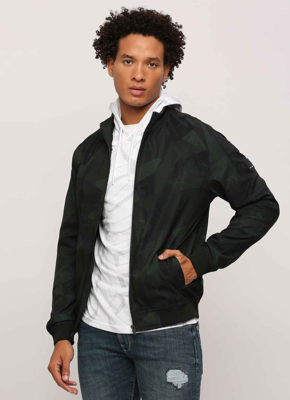 Green All Over Printed Lightweight Jackpot Fit Jacket, , large image number 0