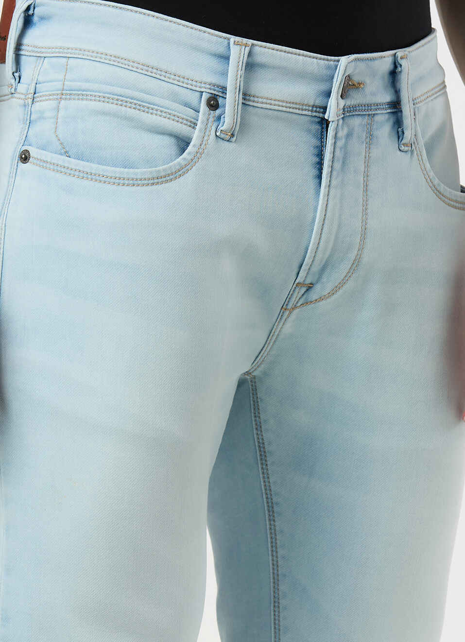 Men Blue Mid Rise Skinny Fit Gymindigo Jeans, , large image number 4