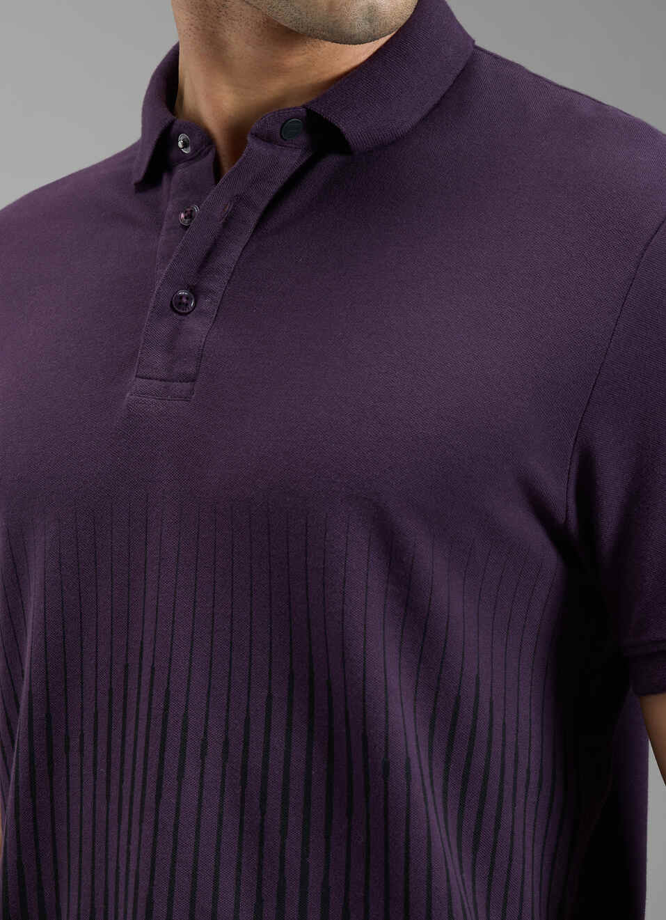 Men Purple Geometric Print Polo Collar T-shirt, , large image number 5