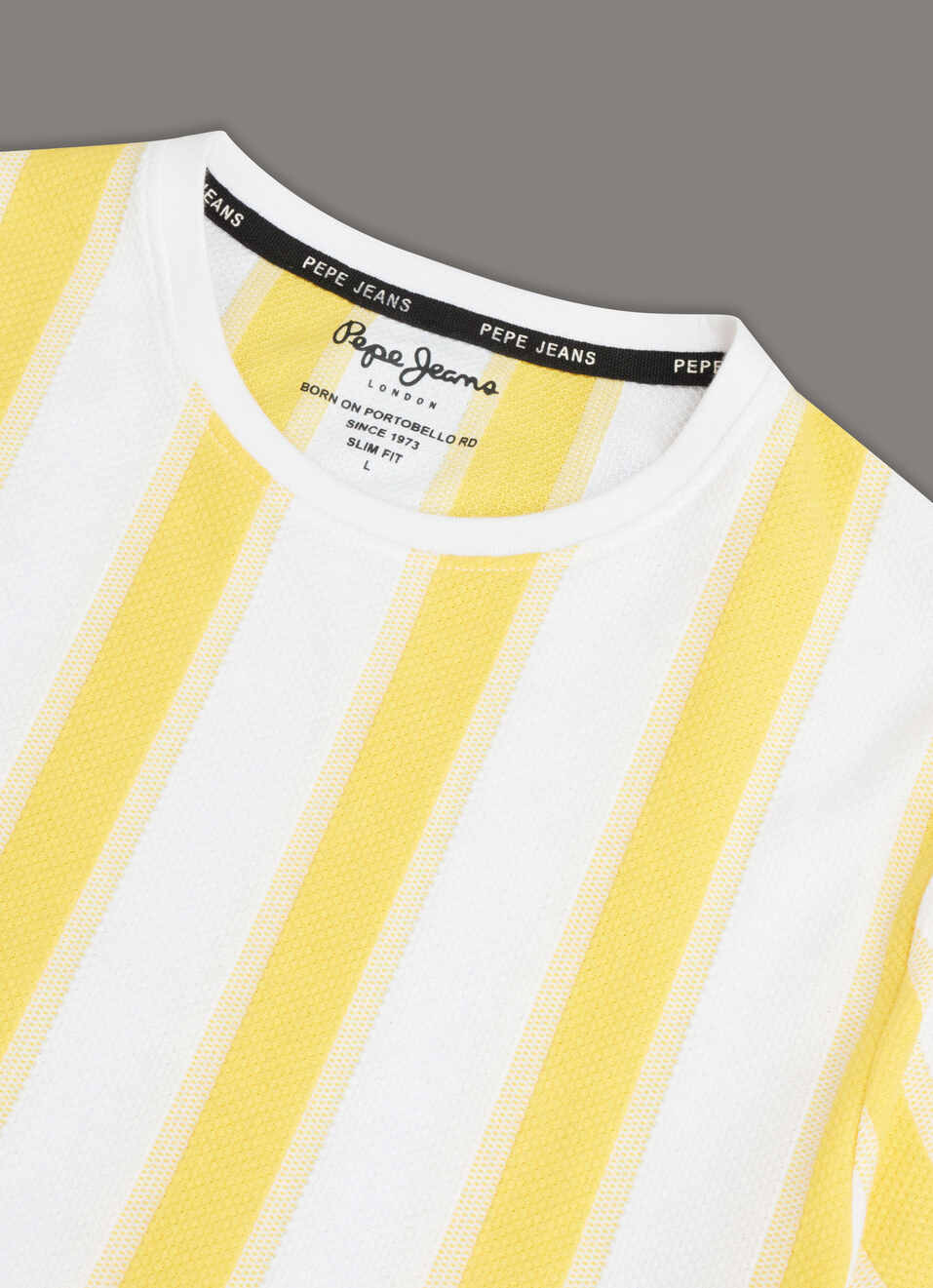 Men Yellow Vertical Stripe Slim Fit Short Sleeve T-shirt, , large image number 3