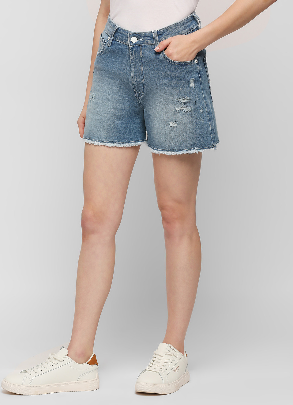 Blue Rachel High Rise Shorts, , large image number 3