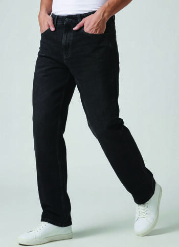 Men Black Mid Rise Baggy Fit Tapered Jeans