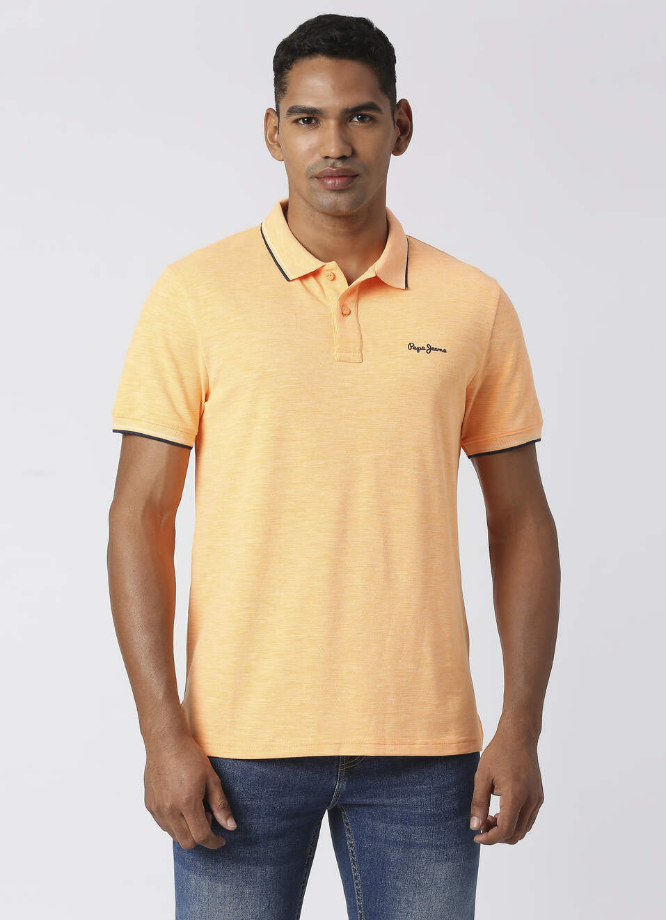 BOOSTER Solid stretch slub mel polo, , large image number 1