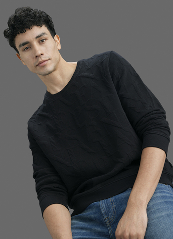 Men Black All Over Print Full Sleeve Sweatshirt