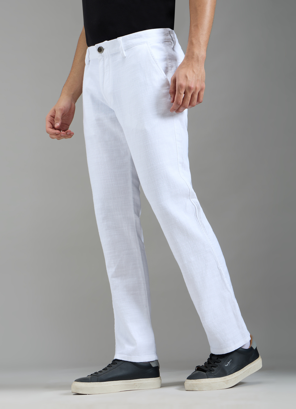 Men White Mid Rise Chinos Pants, , large image number 3