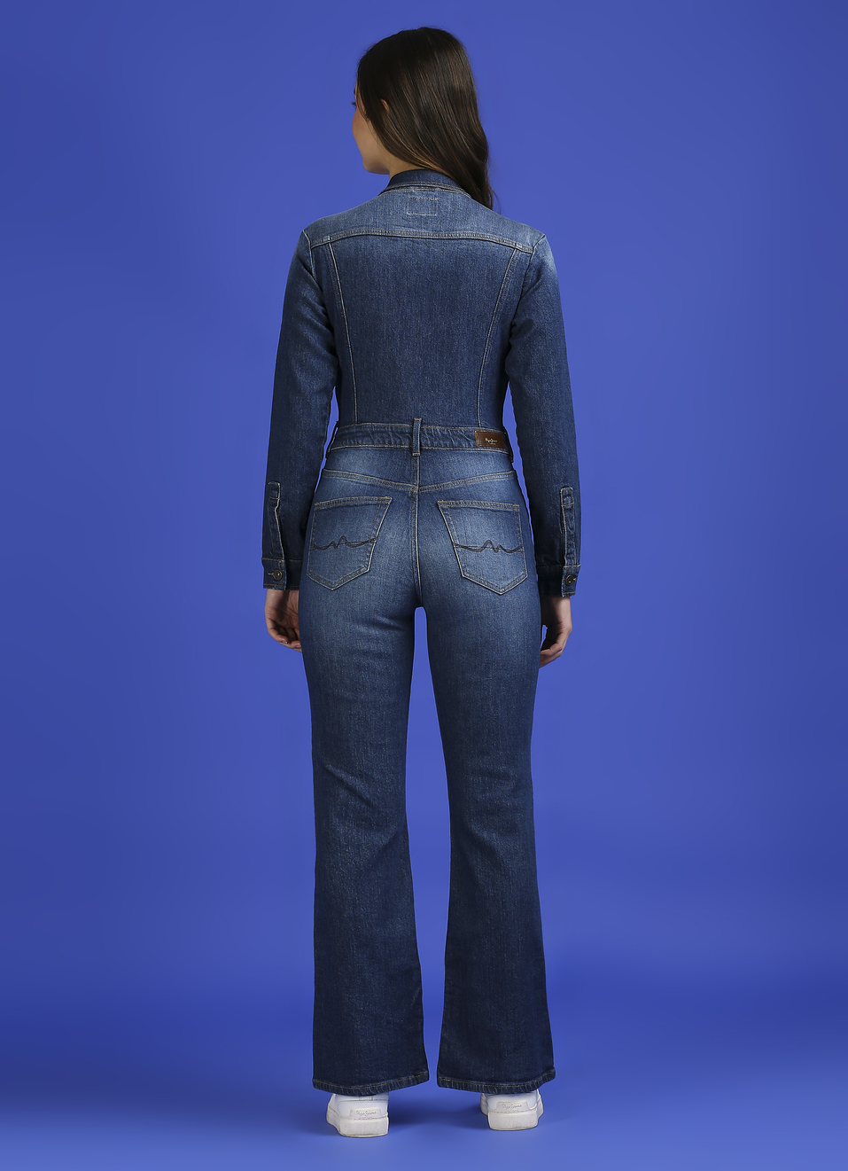 Blue Full Sleeve Flare Dungarees, , large image number 2