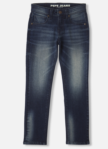 Boys Cash Dark Blue Mid Rise Slim Fit Jeans
