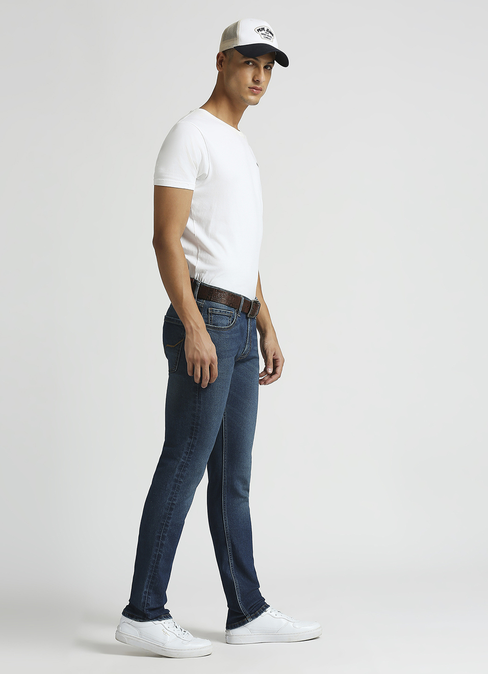 Vapour Dark Blue Mid Rise Slim Fit Jeans, , large image number 6
