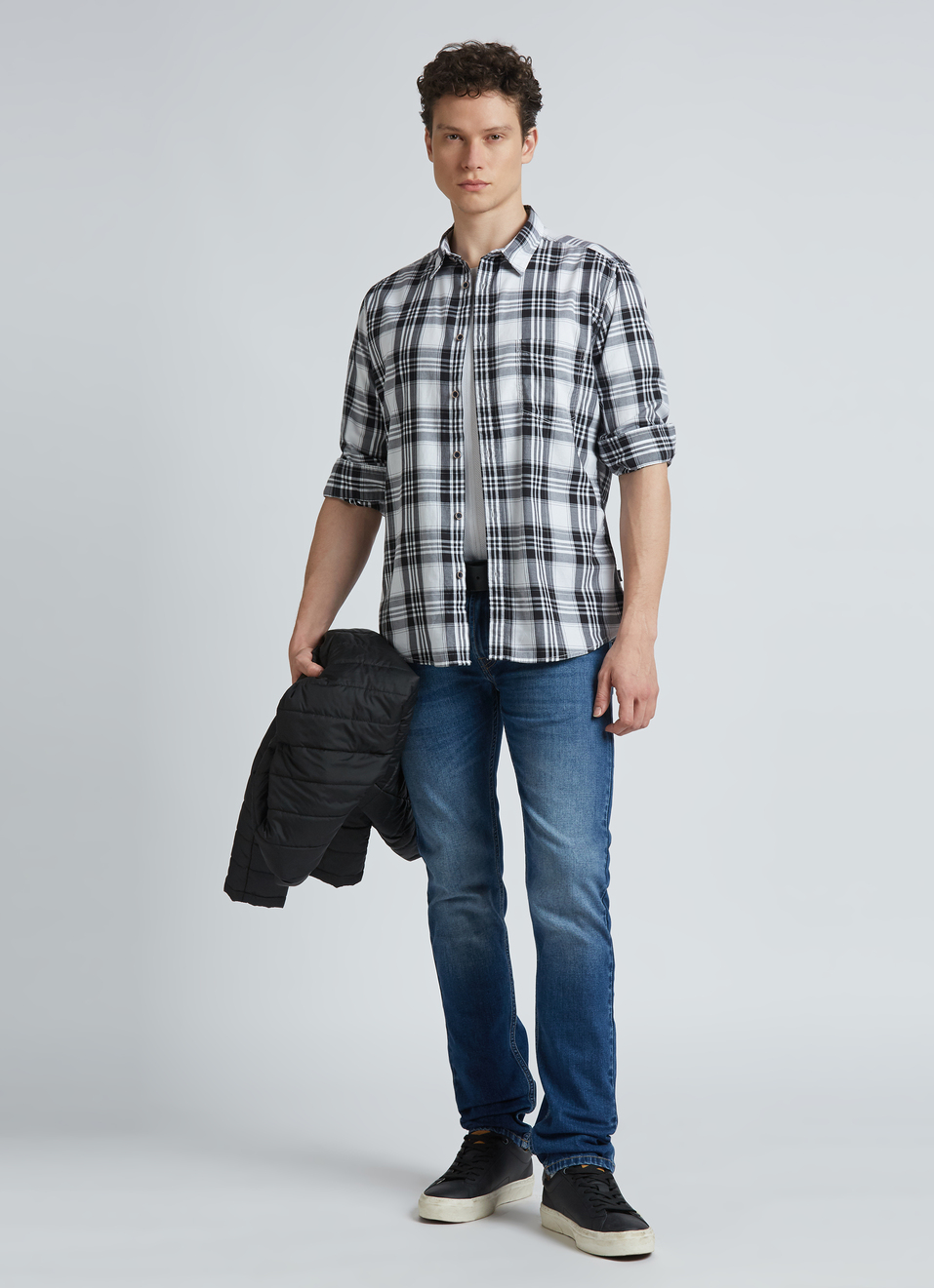 Black Check Full Sleeve Shirt, , large image number 5