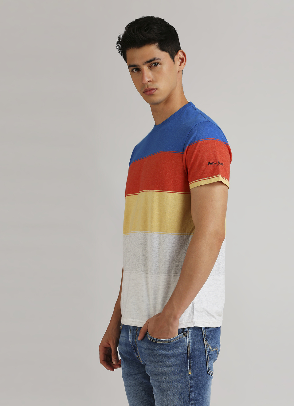 Multicolour Summer Stripes Short Sleeve T-shirt, , large image number 3