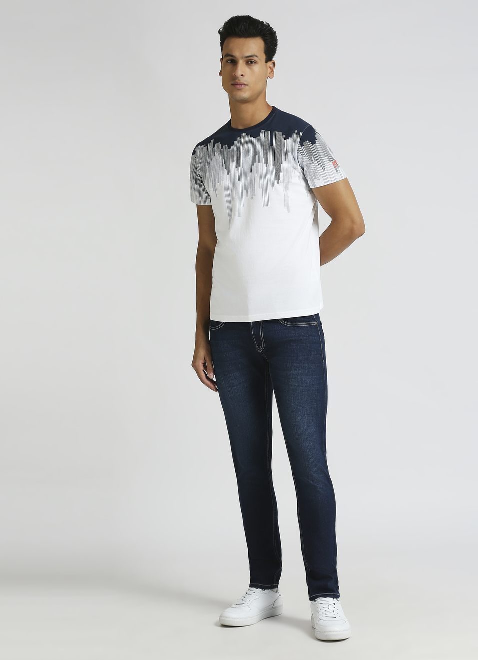 White Abstract Print Short Sleeve T-shirt, , large image number 3