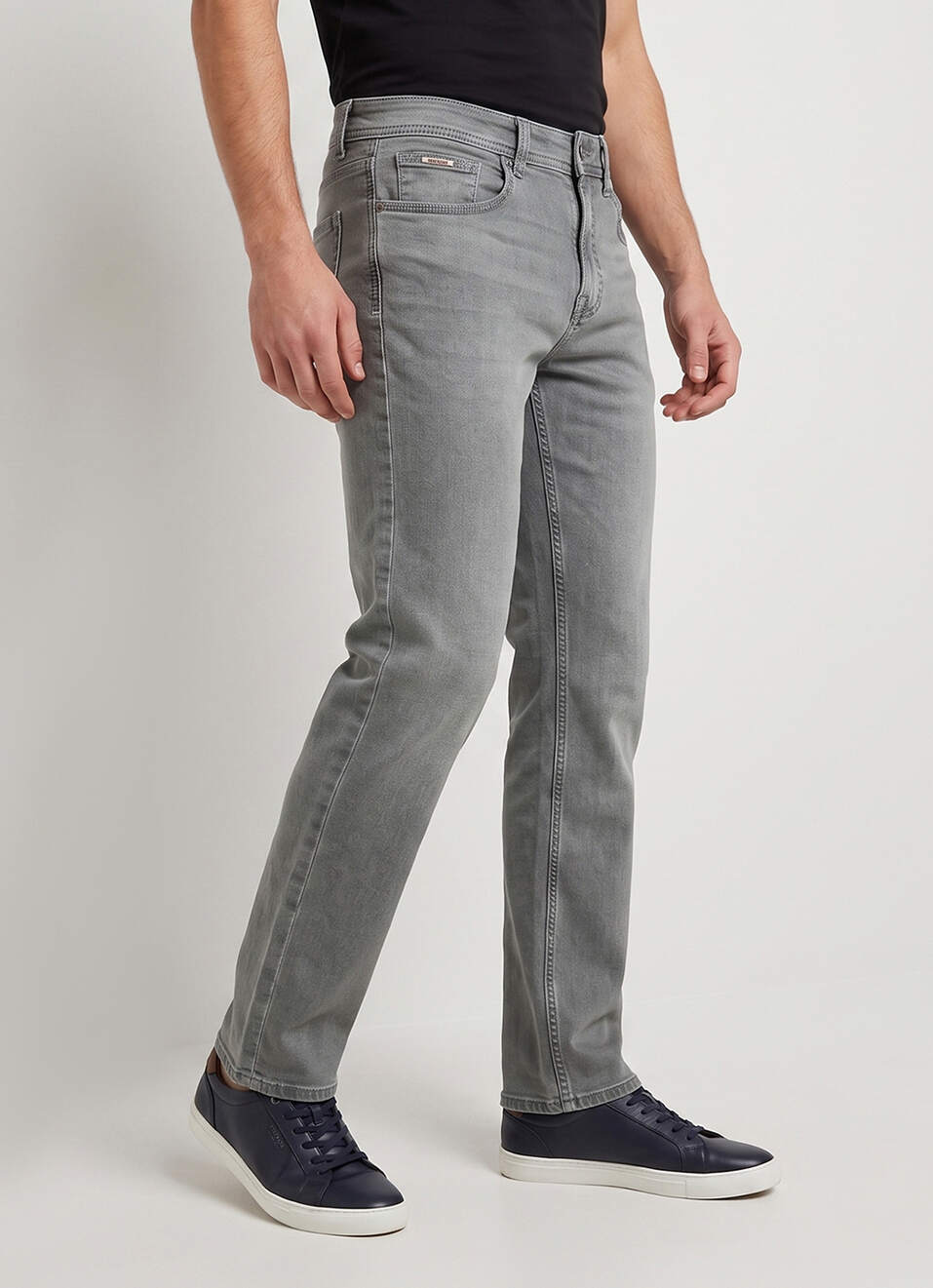 Men Grey Straight Fit Stretchable Jeans, , large image number 0