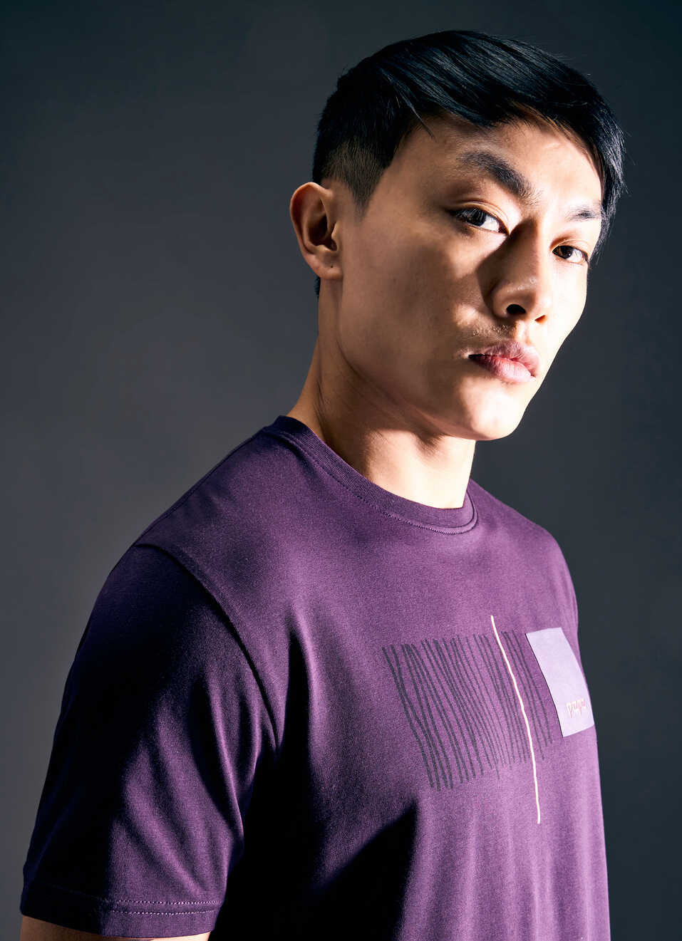 Men Purple Geometric Print Short Sleeve T-shirt, , large image number 4