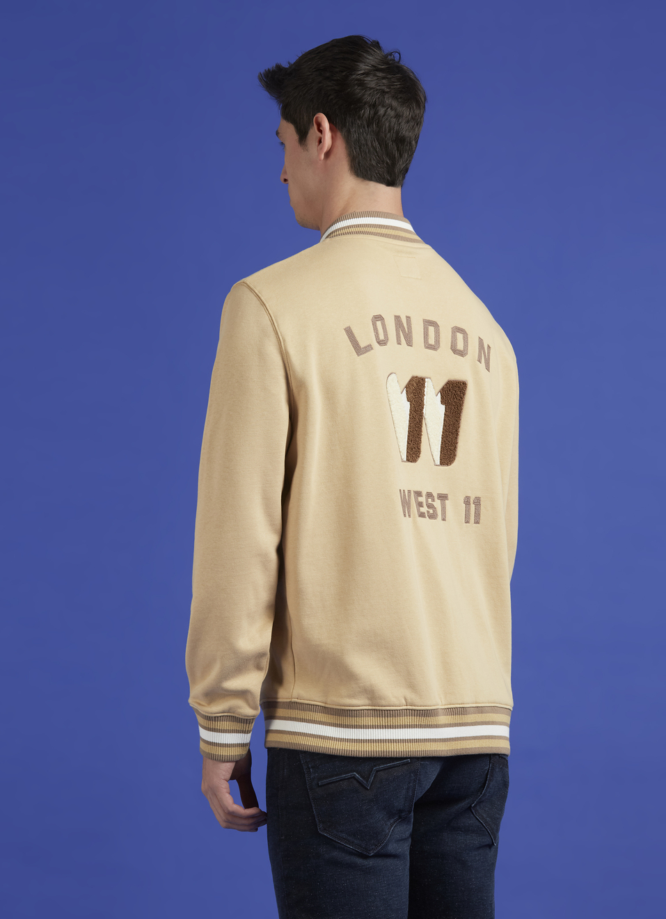 Beige Embroidered Back Print Full Sleeve Sweatshirt, , large image number 2