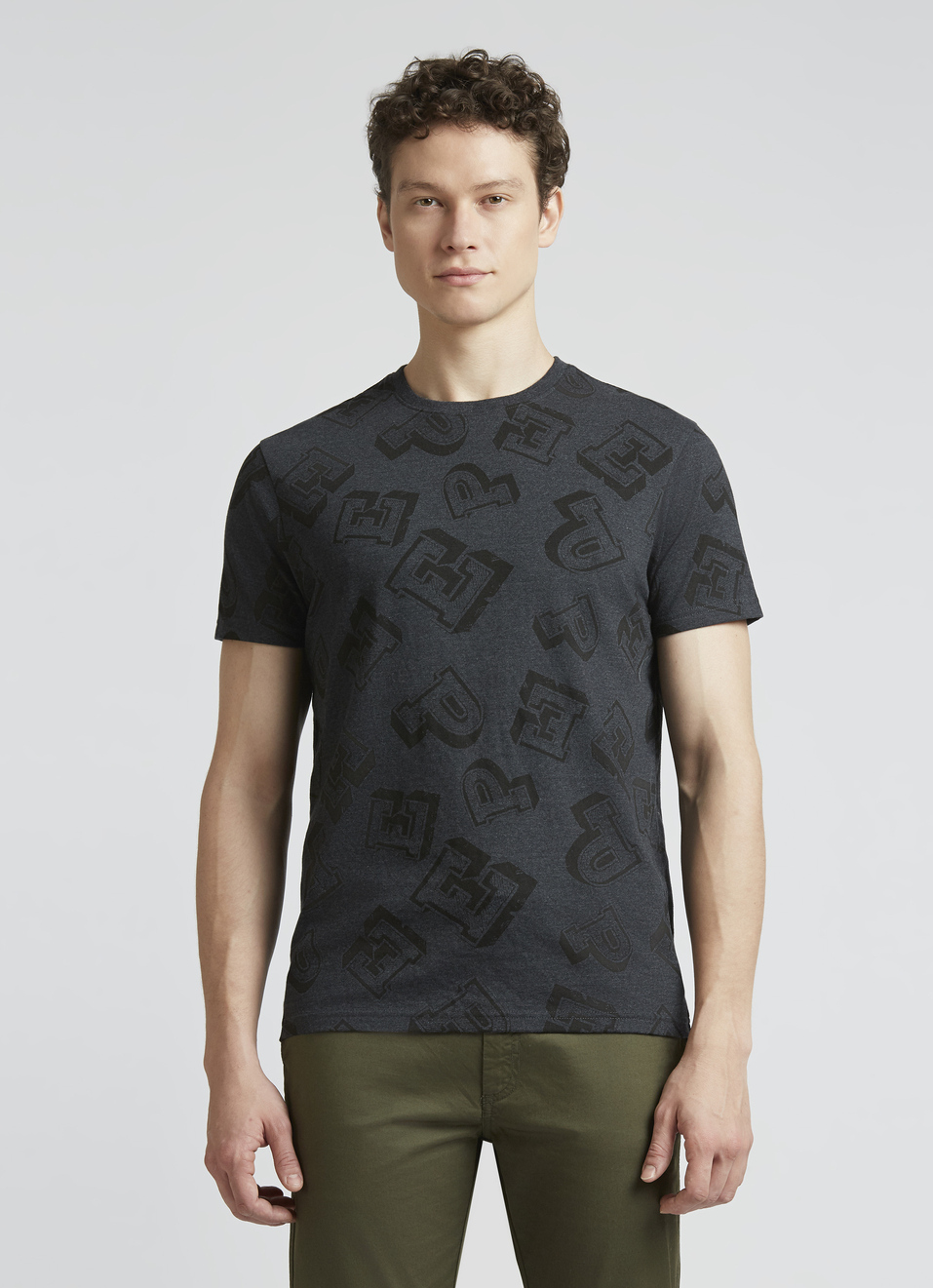 Grey Crew Neck Short Sleeve T-shirt, , large image number 1