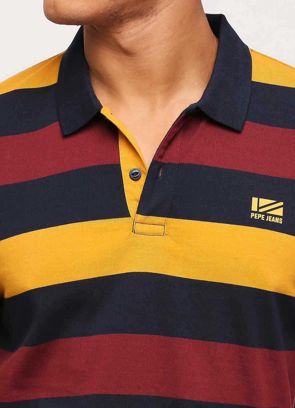 Stripes Ribbed Collar Polo, , large image number 4