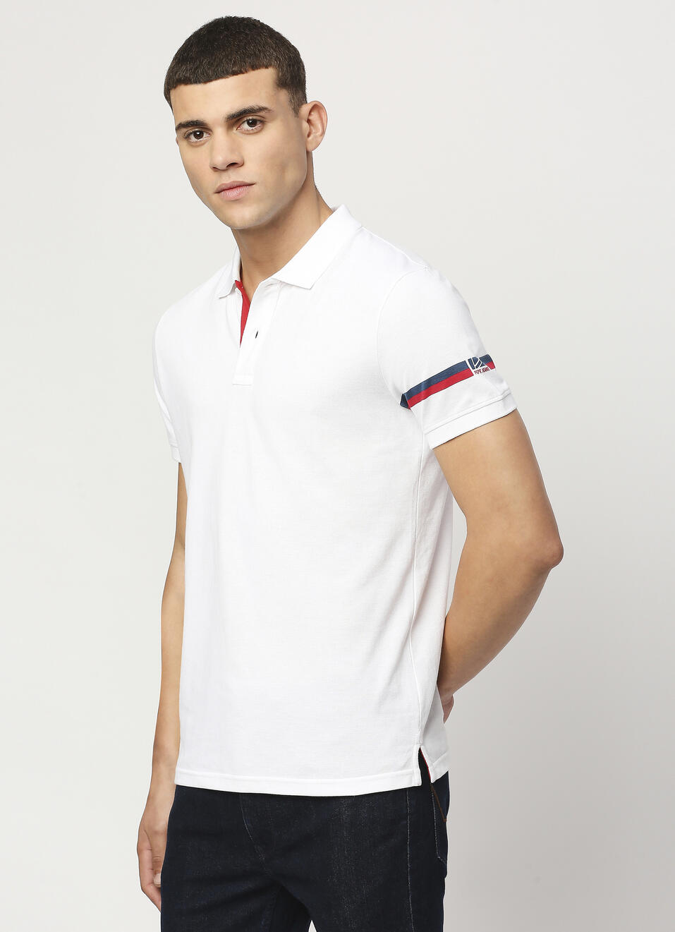 White Solid Short Sleeve Polo, , large image number 0