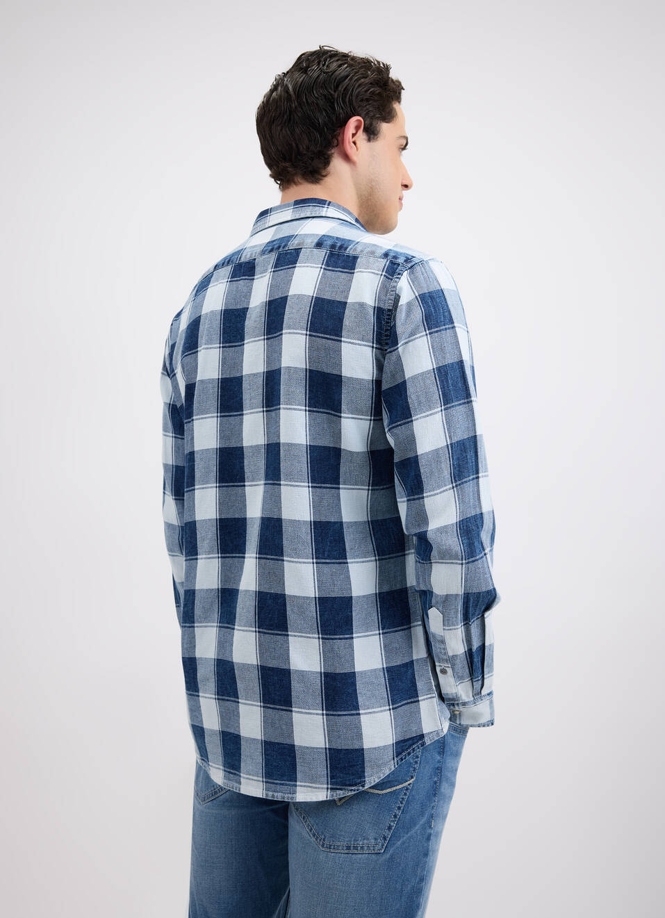 Men Indigo Check Full Sleeve Shirt, , large image number 2