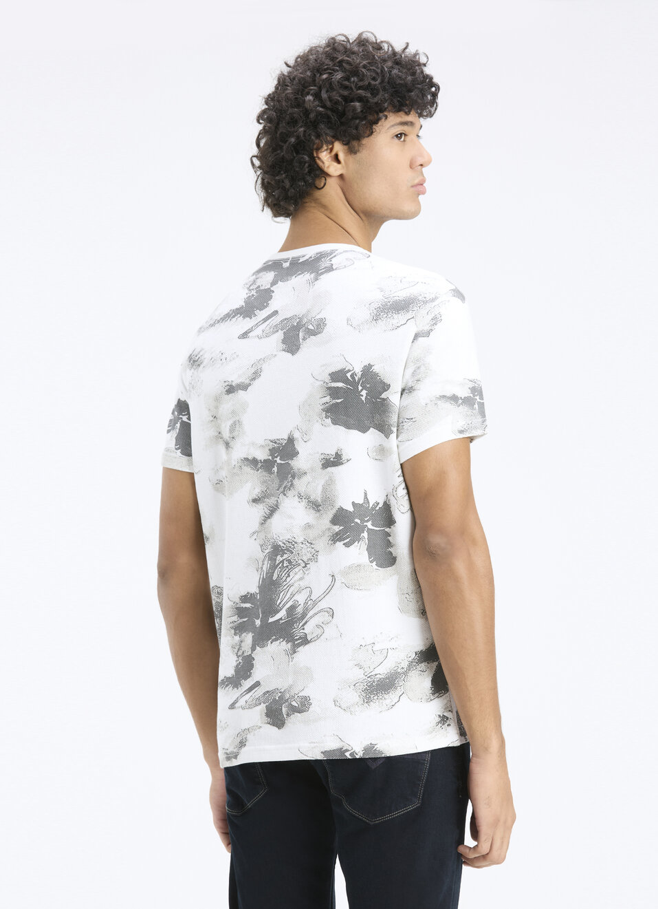 Men Olive Abstract Print Short Sleeve T-shirt, , large image number 2