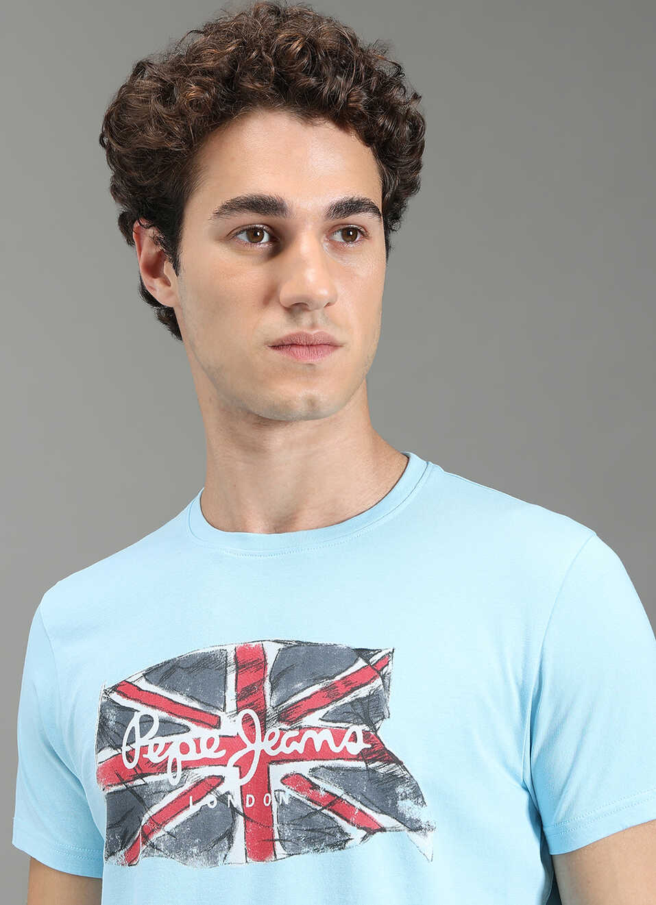 Men Blue Graphic Slim Fit T-shirt, , large image number 4