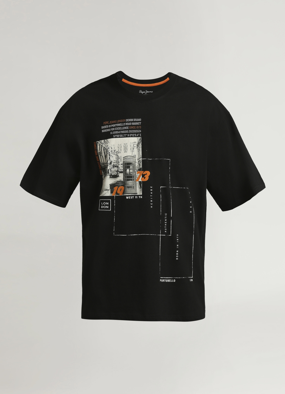 Black Oversized Photographic Print Short Sleeve T-shirt, , large image number 6